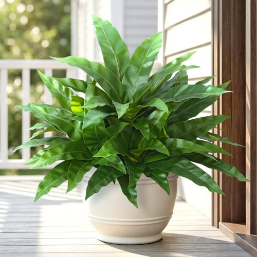 SOMYTING 3 PCS Artificial Plants UV Resistant Fake Boston Ferns Greenery | UV Resistant Fake Boston Ferns Greenery Shrubs Faux Plastic Placnts for Garden Window Box Planter Indoor Outside Decor