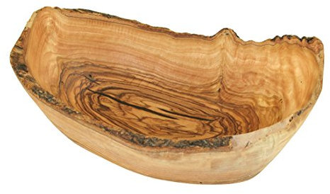 Naturally Med - Coupe à Fruits Rustique en Bois d'Olivier - 17cm Longeur