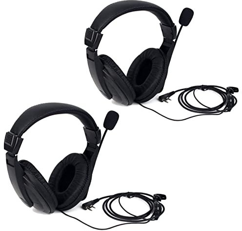 Retevis R114 Walkie Talkie Headphones Noise Cancelling VOX Overhead Earpiece Headset 2 Pin Compatible with 2 Way Radio RT24 RT27 Baofeng BF-888S UV-5R Kenwood (2 Pcs)