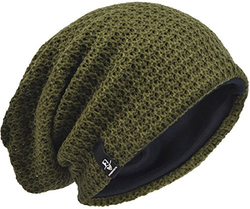 Bonnet Hiver Été Chapeau Tricoté Homme Rasta Slouchy Beanie Hats (Vert, Taille M)