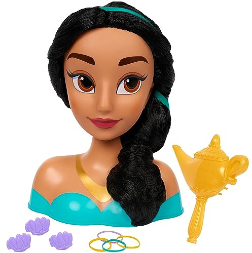 Disney Princess Jasmin frisörhuvud 20 cm med 14 tillbehör för stylingskoj, från 3 år, bara play