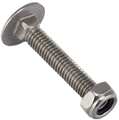 OPIOL QUALITY® Schlossschrauben M6x20 mit Stoppmuttern M6 (5 Stück) aus Edelstahl A2 V2A Set DIN 603/ DIN 985 Schlossschraube Vollgewinde Flachrundschrauben Sicherungsmuttern Muttern
