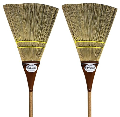 The Original Kitchenette Broom - 2 Lightweight Brooms Handmade in The USA wiith Authentic Broomcorn