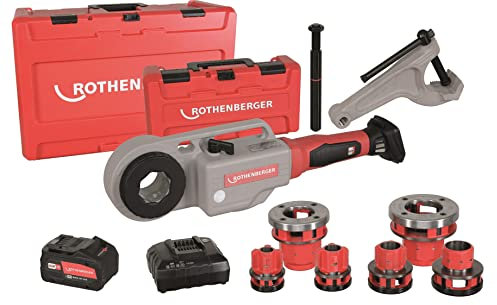 ROTHENBERGER 1000003389 SUPERTRONIC 2000 E Filiera a batteria con controsupporto in ROCASE, adattatore ROFIX e batteria ROBP 18/4 Li-Power, 13 mm-60 mm, diametro area di lavoro