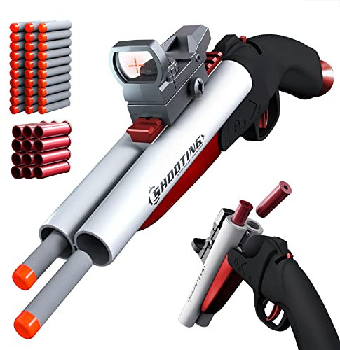 Double Barrel Shotgun Spielzeug-Schaumstoff-Blaster Spielzeug Pistole mit Kugeln, Doppelshooting Spielzeug Schaumblaster Toy Gun für Kinder