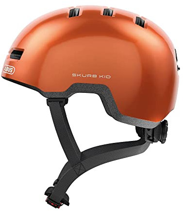 ABUS Kinderhelm Skurb Kid - robuster Fahrradhelm im Skater-Look mit Platz für einen Zopf und vielfältigen Designs - für Mädchen und Jungen - Orange, Größe M