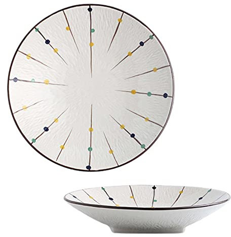 BOSUGE Cuencos De Ensaladera Cerámica Grande para Servir, Ensalada De Pasta Cuenco para Servir Colorido, Plato De Sopa Profundo Juego De 2-Blanco-23cm, 700ml