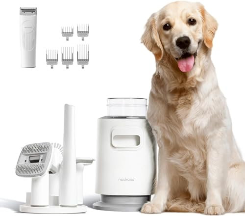 Neakasa P0 Pro Katzenbürste Hundeschermaschine mit Staubsauger, Profi Haustierpflegeset, 5 bewährten Zubehör, Hundebürste, Selbstreinigende Tierhaarentferner für Kurzhaar Langhaar Unterwolle