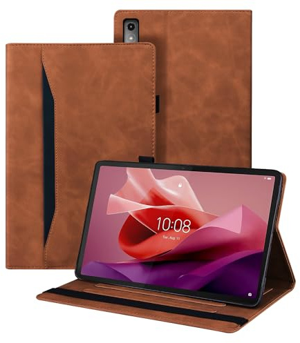 Auslbin Hülle Kompatibel mit Lenovo Tab P12 2023 12.7 Zoll PU Leder Schutzhülle für Lenovo Tab P12 mit Standfunktion und Kartensteckplatz/Magnetische Cover Case mit Stifthalter Braun