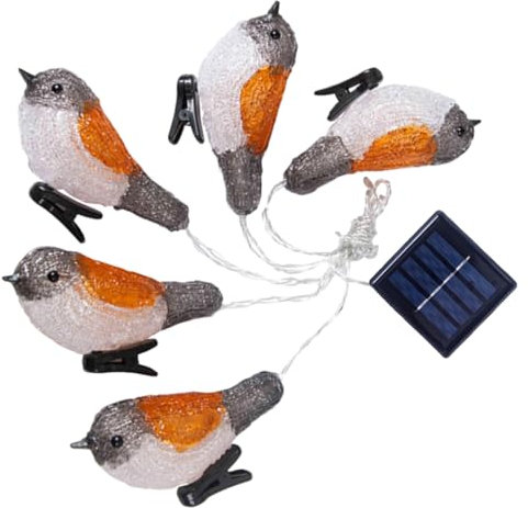 Zerodeko 1satz Solar Led Lichterkette Form Von Robin Vögeln Für Gartenpartys Teiliges Mit Clips Energiesparend Und Wetterfest Für Festliche Anlässe Im Freien