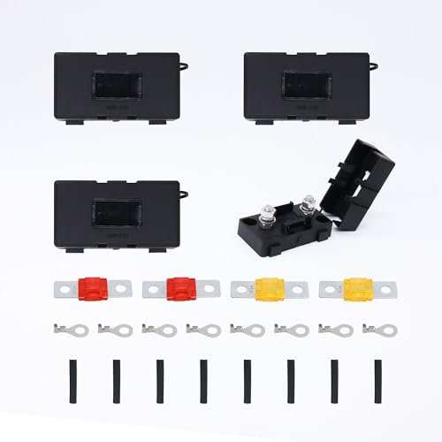 HISports Midi Sicherungshalter, Kfz Sicherungshalter ANS Auto-Sicherungshalter, mit 2 Stück 40A und 2 Stück 50A Sicherung und 8 Stück Terminal, Mega Sicherungshalter, für Auto, Boot, SUV, LKW