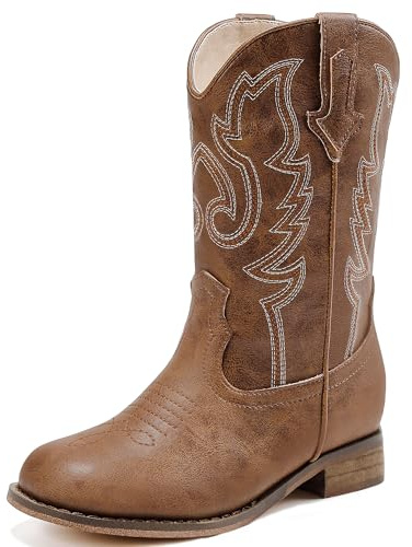 Motasha Boys Cowboy Boots Toddler Girls Boots Brown Cowgirl Boot for Girl Size 11 Little Big Kids Boot Western Riding Shoes Party Birthday (M7101 Brown 11)