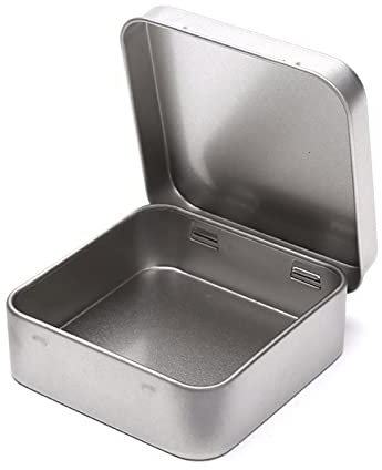 BGHEWRT Aufbewahrungsbehälter, Mini-Metallbehälter, quadratische Blechdose mit Scharnier, kleine Werkzeugkiste, Aufbewahrungstasche für Schmuck, Münzen und Süßigkeiten, tragbare Boxen