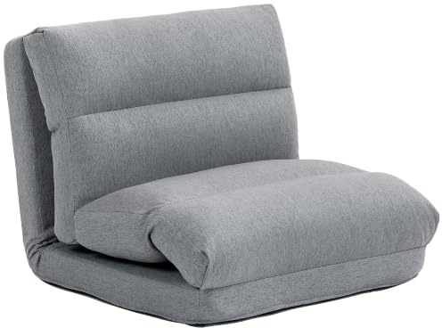 HOMCOM 3 in 1 Schlafsessel Klappbar mit Bettfunktion Leinenoptik Grau | Schlafsofa, Umwandelbar Gästebett, Gepolstert Klappsessel, Klappmatratze, Bodensessel, für Wohnzimmer Schlafzimmer