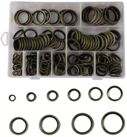GeRnie 180/150/100-teiliges Bonded Seal Dichtring-Sortiment-Kit Ölablassschraube Kombinierter Unterlegscheiben-Dichtungssatz M6 M8 M10 M12 M14 M16(100PCS M6-M16)