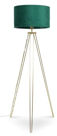 ValueLights | Modern Gold Hairpin Design Tripod Floor Lamp with a Forest Green Velvet Drum Shade | Floor Lamps, Home Décor & Improvement Essential