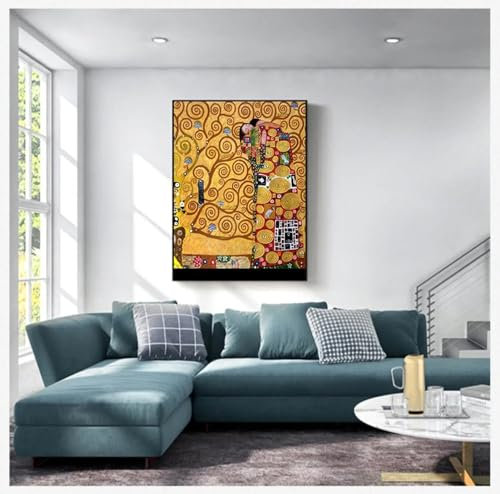NXMYDBD Gustav Klimt Reproduktionsgemälde auf Leinwand, Kunstplakate und Drucke, skandinavisches Wandbild für Wohnzimmer, Kunstwerk, 60 x 80 cm, ungerahmt