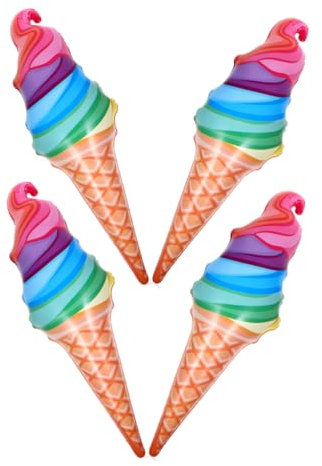 CAXUSD 4 Stück Aufblasbare Eistüte Pvc Kinderspielzeug Sommerparty Deko Jumbo Eistüte Als Partyballon Luftballons Für Kindergeburtstag Spielzeug Für Pool Und Strand Eiscreme Deko