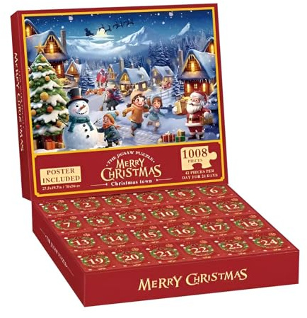 Advent Calendar Puzzle - Christmas 2024 Jigsaw, Advent Calendar Jigsaw | Festive Holiday Puzzle 2024 Advent Calendar, Joyful Holiday Jigsaw Advent Calendar Puzzle for Kids Seasonal Decor Puzzle