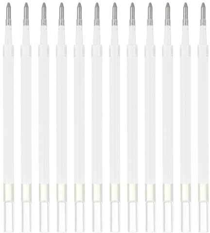 PATIKIL 12 Stück Gelstift-Nachfüllungen 0,8 mm Pastellfarben Zeichnen Weiß | Gel-Tintenstift-Nachfüllungen, mittlere Spitze, für einziehbare Klickstifte, zum Schreiben, Kritzeln im Büro