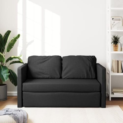 Gecheer Modern 2-sits Bäddsoffa, Tyg, Svart, 112 x 174 x 55 cm, 2-sits