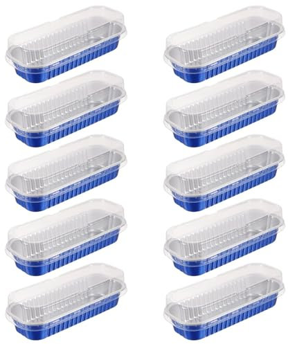 SUBLXPoten Barquette Aluminium Lot de 20 boîtes avec couvercles for moules à gâteaux, Four, friteuse à air, Muffins, couvercles en Aluminium for Mini Pains de Cuisson(Blue)