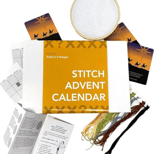 Countdown-Kalender zum Sticken, Adventskalender zum Sticken, 24-Tage-Adventskalender – Weihnachts-Stickset für Heimdekoration, Stickzubehör