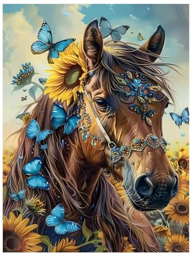 Pferd Malen nach Zahlen, Malen nach Zahlen Erwachsene, Paint by Numbers Adult, DIY Handgemalt Ölgemälde für Home Décor Geschenk 40x50cm