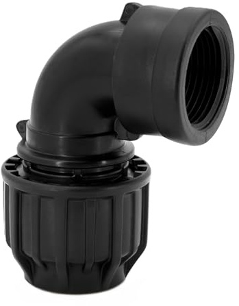 H2O-Flex® PP Fitting Bogen, 25mm x 1 Innengewinde, Klemmverbinder, DVGW | PP Fitting-Set mit Trinkwasserzulassung und allen Varianten, Bogen, T-Stück, Kugelhahn, Kupplung, Wandwinkel, Stopfen,PE-Rohr