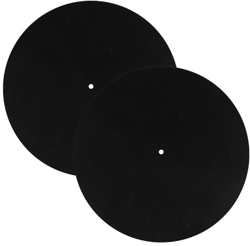 2pcs Record Protective Mat, 12in Anti-Slip & Anti-Static Record Player Pad Felt Turntable Slipmat Mat Record Platter Mat for Improve Sound (Black)