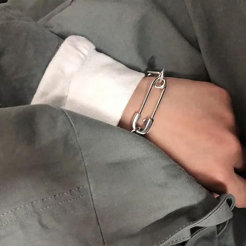925 Silber Frau Sicherheitsnadel Anhänger Armband Kette Retro Armreif Schmuck
