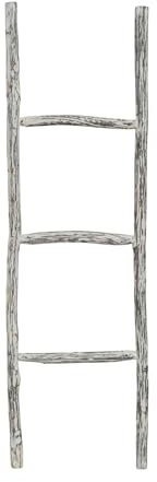 Biscottini Échelle porte-serviettes de bain 110 x 4 x 33 cm - Escalier décoratif en bois - Escalier porte-serviettes en bambou - Escalier en bois porte-serviettes - Échelle porte-serviettes mural en