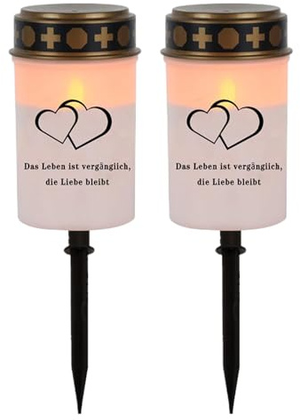 Genérico Lot de 2 lumières pour tombes - Lot de 2 luminaires étanches pour décoration de tombes dans les cimetières, jardins, sentiers et patios