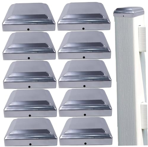 10Pcs 3x3 Inch Square Metal Fence Post Caps Garden Fence Toppers for Outdoor Wooden Posts Decoration and Protection