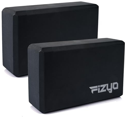 Fizyo Bloc de Yoga 2 Pièces Antidérapant en Mousse EVA 23x7x15 cm Cubes Yoga pour Pilates Fitness et Étirement Blocs Yoga Stables pour Équilibre Soutien et Souplesse Couleur (Noir)