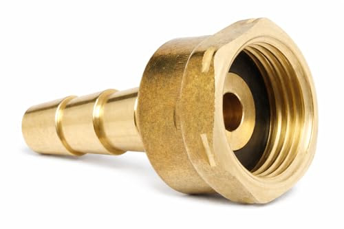 VICHOME Adaptador para regulador de Gas Regulable – Rosca a Izquierda (LH) – Cuerpo metálico Dorado, instalación Sencilla – Espiga para Manguera ≈9 mm – NO G1/2 ni R1/2 (1 Pieza)