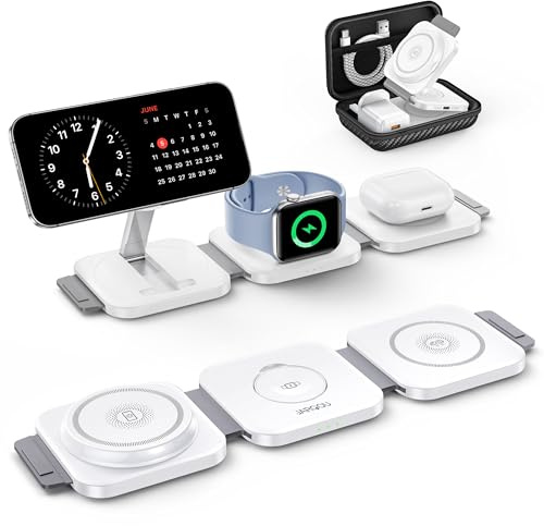 3 in 1 Foldable Wireless Charging Station for Apple | Charge 3 Devices Simultaneously, Wireless Charger for iPhone 17 Pro Max 16 15/Apple Watch/AirPods, Foldable Travel Charger