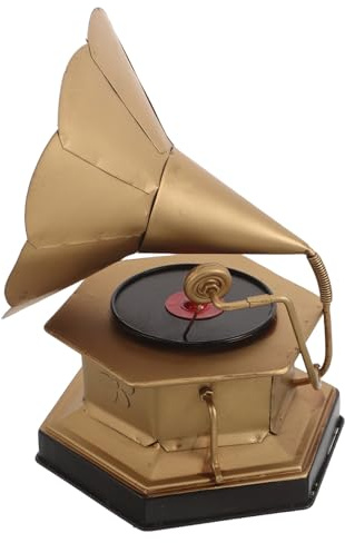 Ipetboom Carillon Grammofono retrò in Miniatura Oro, Statuina Decorativa Vintage per Casa e Feste, Espositore Portatile per Ambienti Classici e Servizi Fotografici