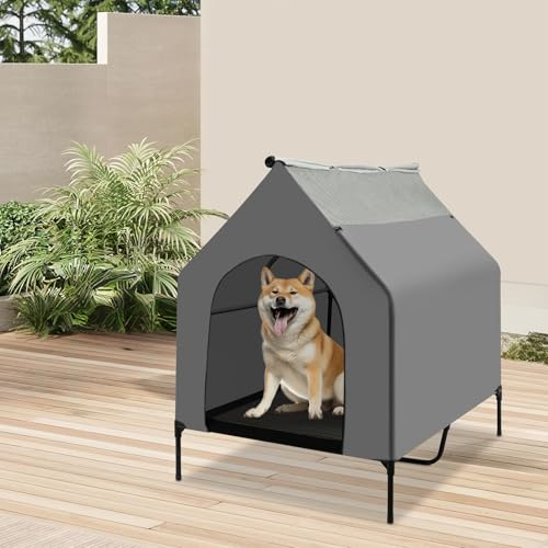 ZNLLQZN 2-i-1-hundbädd och hundtält, avtagbar hundgrotta hundhus katttält husdjurstält, vattenavvisande och solskydd, för inomhus- och utomhusbruk, 125 × 92 × 122 cm