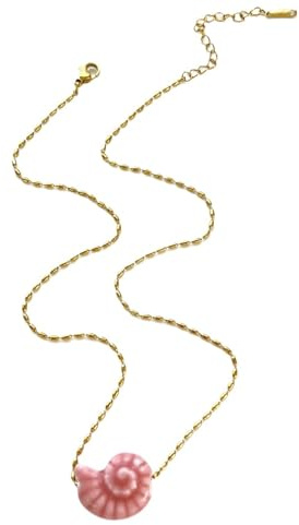 WSQHAO Flerfärgad keramiskt skal hänge halsband för kvinnor, rostfritt stålkedja, 2 st för kvinnor