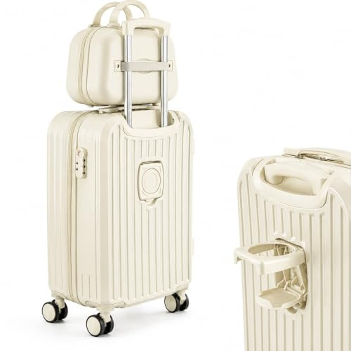 evergoods Cabin Suitcase 20 Inch ABS Trolley with Vanity Case Spinner