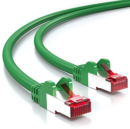 deleyCON 7,5m Cat6 Netzwerkkabel RJ45 Gigabit 1000 Mbit - Grün | Kupfer, S/FTP, halogenfrei, Patchkabel, Ethernet LAN Cable, für DSL, Internet, WLAN, Switch, Router, Modem, Patchpanel