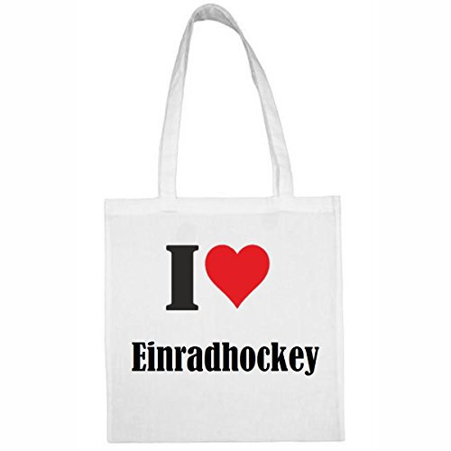 Reifen-Markt Tasche I Love Einradhockey Größe 38x42 Farbe Weiss Druck Schwarz
