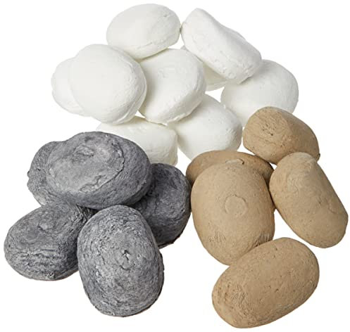 The Stove Wizard 20 Mixed Ceramic Pebbles Coal Replacement Accessories LPG Bio Ethanol Gas Fires Electric Fires White Grey Beige Stones UK-Made 60mm x 40mm x 40mm