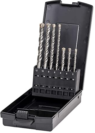 STIER Hammerbohrer Set Premium SDS-plus, 7-teilig, alle gängigen Größen, Anwendungsbereiche Beton & Mauerwerk, rechtsschneidend, 110 und 160 mm Gesamtlänge