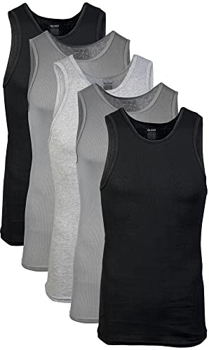 Gildan Men's A-shirt Tanks, Multipack, Style G1104, Grey/Black (5 Pack), X-Large