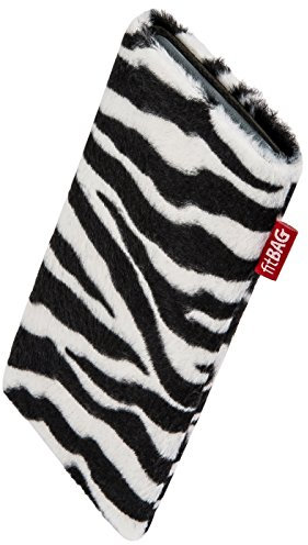 fitBAG Bonga Zebra Handytasche Tasche aus Fellimitat mit Microfaserinnenfutter für Lenovo Phablet Tab V7 | Hülle mit Reinigungsfunktion | Made in Germany
