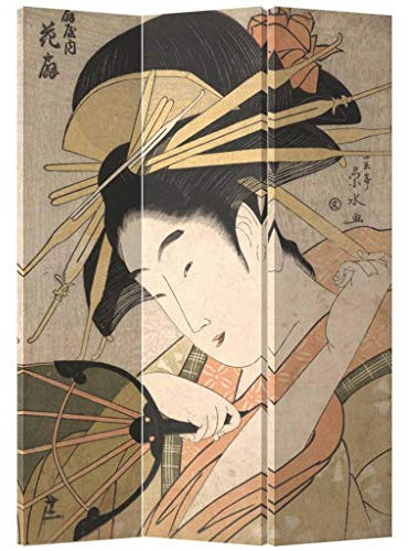 Fine Asianliving Paravent Raumteiler Japanisch Orientalisch Chinesisch Beidseitig L120xH180cm Spanische Wand Trennwand Room Divider Raumtrenner Sichtschutz Bedruckte Canvas Asiatisch