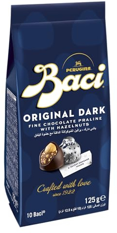 BACI Premium Beutel, 10 Pralinen mit dunkler Schokolade und Haselnussfüllung, 1er Pack (1 x 125g)