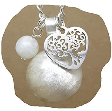 Bola de Grossesse Personnalisable Boule Brossée Arbre de Vie et Pierre Fine Pierre de Lune Personnalisable Cadeau Future Maman de Grossesse F de Bm créations